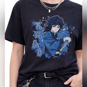 Demon Slayer Giyu Graphic Tee XL Black Anime Streetwear